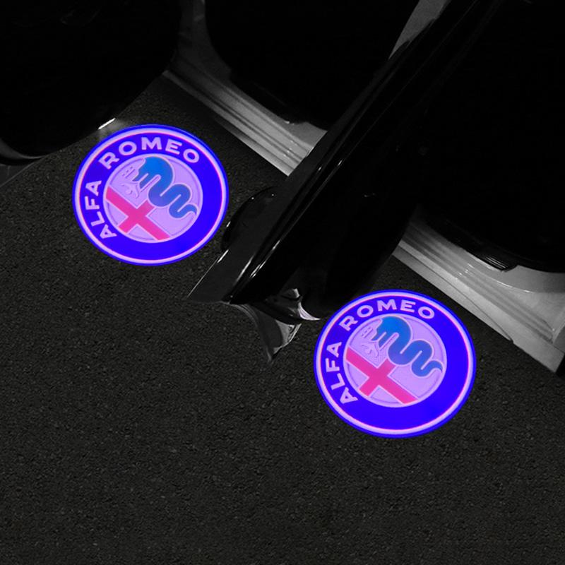 LED Car Door Logo Projector Ghost Shadow Welcome Lights Accessories Led Step Lights For Alfa Romeo 159 147 156 4C 8C 166 Giulia Giulietta Mito GT Stelvio Brera Spider