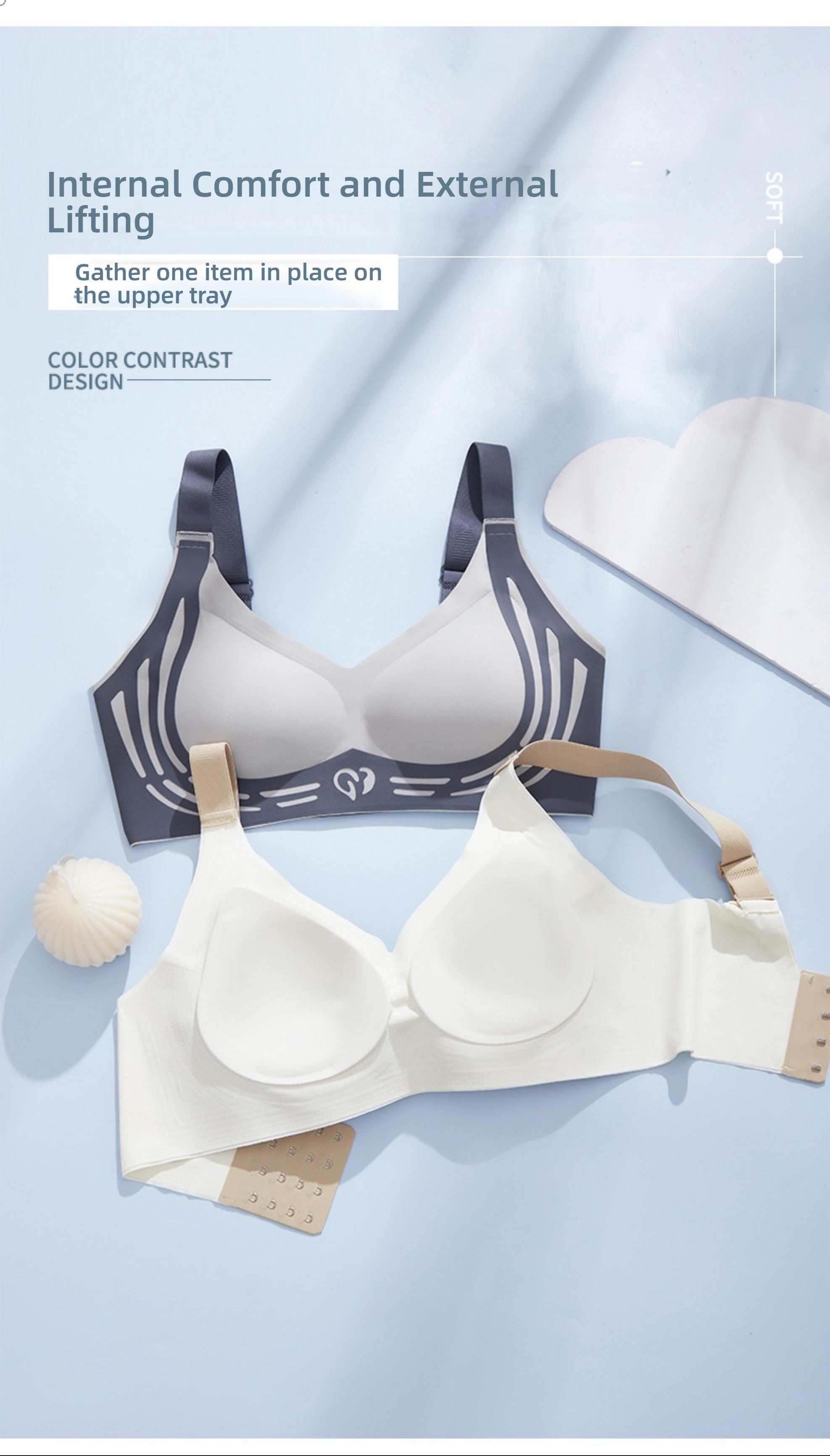 Women's Soft Support Bra, Small Chest Gathered Anti-Drop Running Shockproof Sports Fixed Cup Underwear, Comfortable Everyday Wear