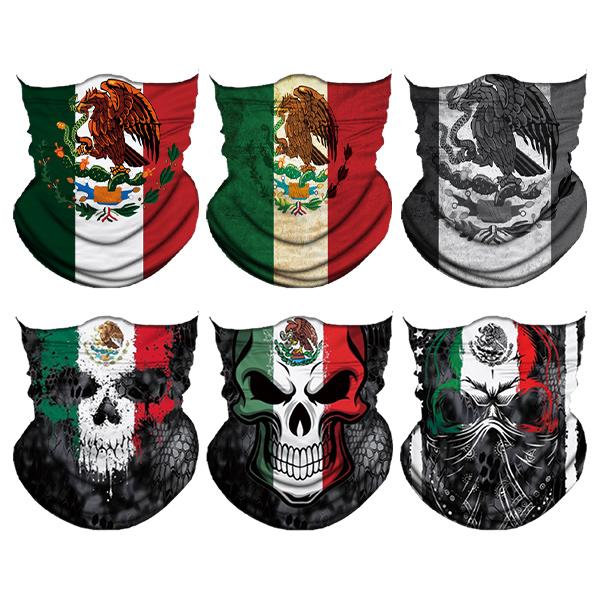 Mexican 6pcs Neck Gaiter Face Mask Summer UV Protection Cooling Neck Gaiter Men Women,Seamless Bandana Rave Face Cover Scarf Mask, Balaclava, Headband, Head Wrap, Great for motorcycle, biking, fishing, climbing, Construction work