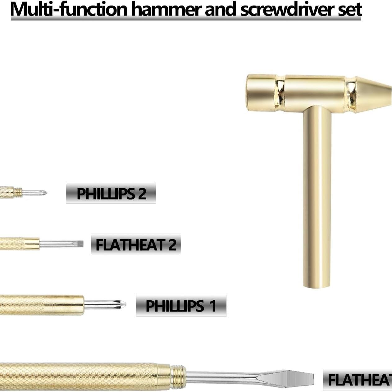 Mini Multi-Functional Hammer 6-In-1, Multitool Nut Hammer, Small Iron Hammer for Home Use, 5-In-1 Screwdriver Tool, Hand Tools, Hardware