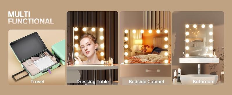 Hasipu Vanity Mirror with Lights, Hollywood Mirror, Makeup Mirror with Dimmable Bulbs, Smart Touch 3 Colors Dimmable, 360 Rotation, White Hasipu Vanity Mirror with Lights, Hollywood Mirror, Makeup Mirror with Dimmable Bulbs, Smart Touch 3 Colors Dimmable, 360 Rotation, White