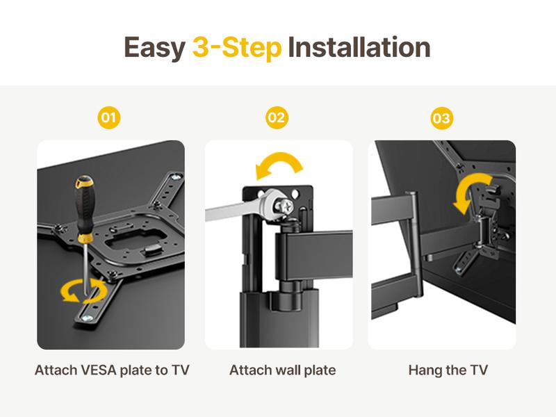 MonTek Full Motion TV Wall Mount for 13–95 Inch Flat & Curved TVs and Monitors, Swivel & Tilt Articulating Bracket, Max VESA 400x400mm, Holds up to 110 lbs, Perfect Center Design Adjustable Black MonTek Full Motion TV Wall Mount for 13–95 Inch Flat & Curved TVs and Monitors, Swivel & Tilt Articulating Bracket, Max VESA 400x400mm, Holds up to 110 lbs, Perfect Center Design Adjustable Black