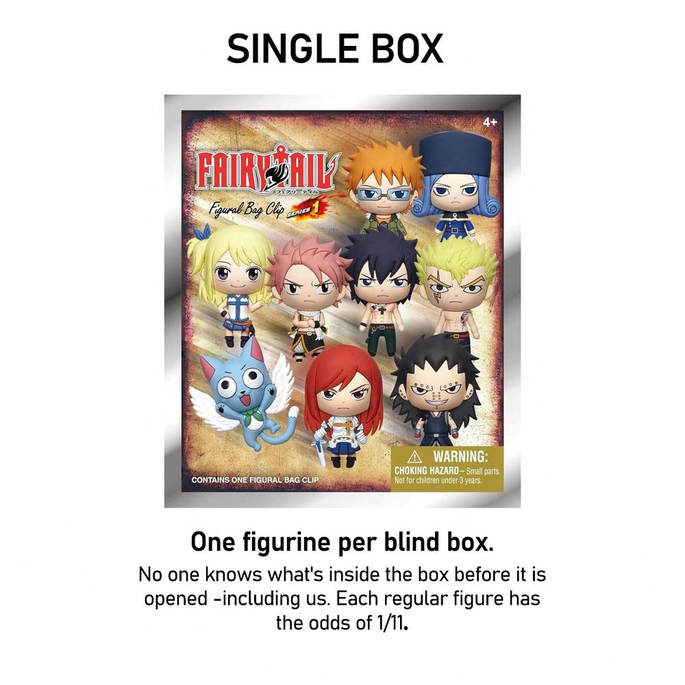 FAIRY TAIL Officially Licensed 3D Anime Character Series Mystery Bulk Bag Clip Keychain Random One Natsu and Gray or Other Characters For Mom and Friends Back to School and Anniversary Gifts