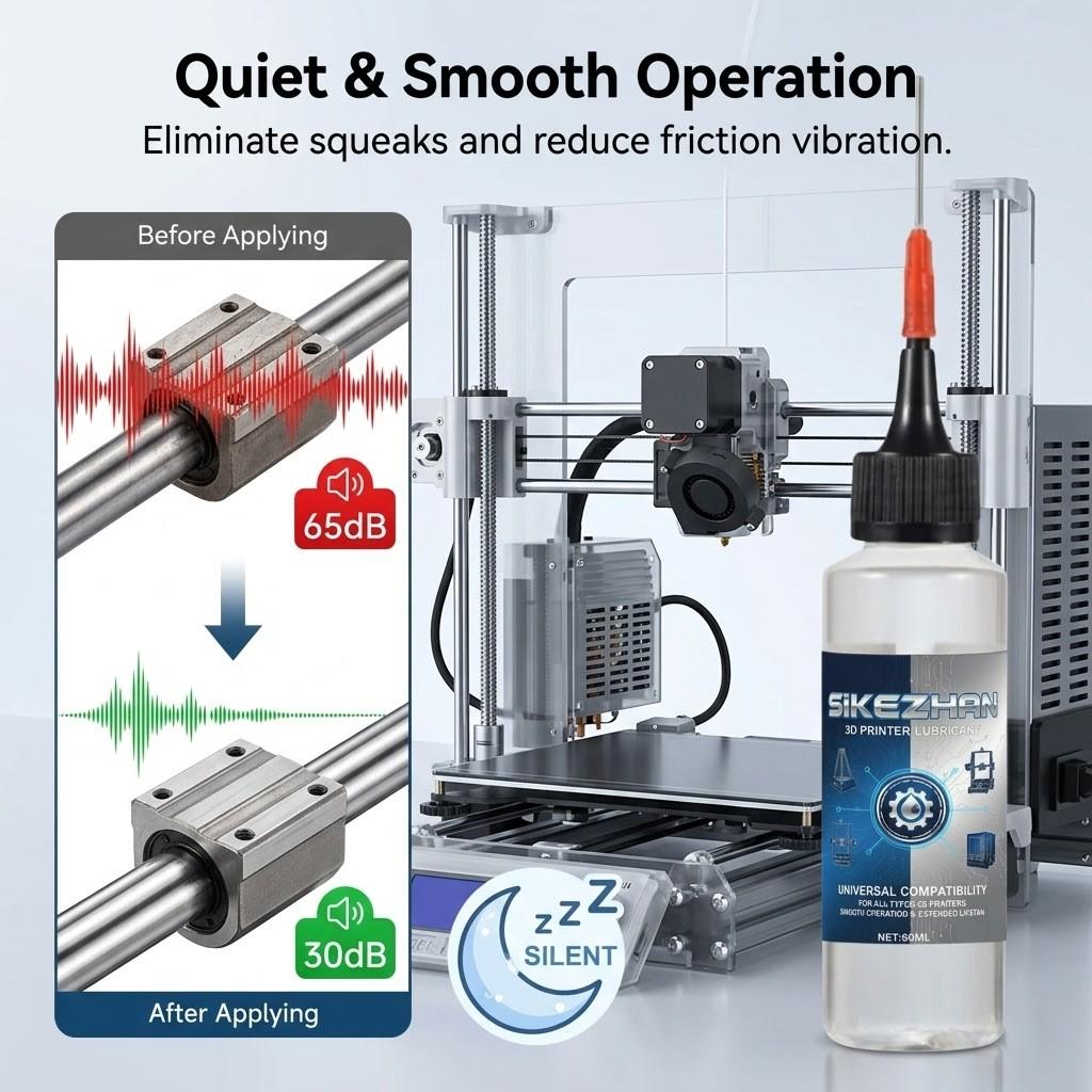 60ml Professional 3D Printer Maintenance Oil with Precision Needle Tip, Universal Mechanical Oil for Smooth Silent Operation, Anti-Wear Friction Reducer for Z-Axis Rails and Lead Screws SIKEZHAN