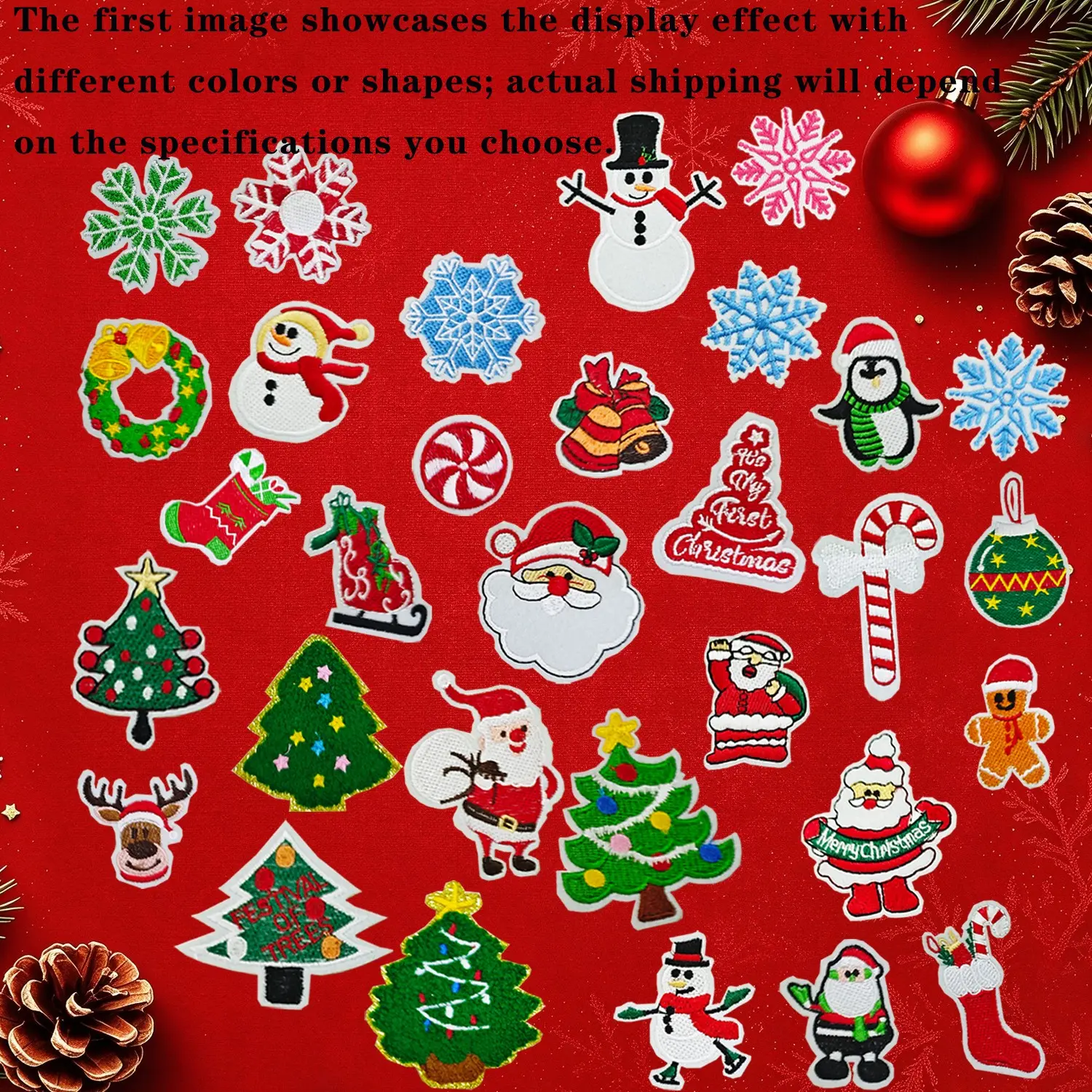 10pcs Cartoon Christmas Embroidery Patches, Ironable/stitchable, Cute Fabric Accessories, DIY Decor for Clothes, Bags, Hats, Jeans, Backpacks