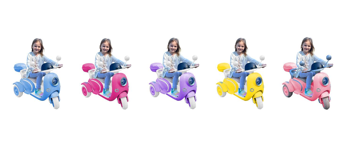 HEIMILI Electric Kids Motorcycle with Storage,Electric Scooter for 3 Year Old,3-Wheel 12V Ride On Scooter for Kids, Motorcycle for Girls, Ideal Moped for Girls Ages 3-6 Trike Bike Toddler Tricycle
