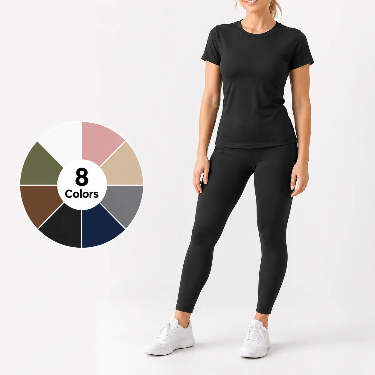 Women’s Fitted Athletic T-Shirt, Short Sleeve Crew Neck Workout Tee, Stretchy Activewear Top for Gym, Yoga and Training