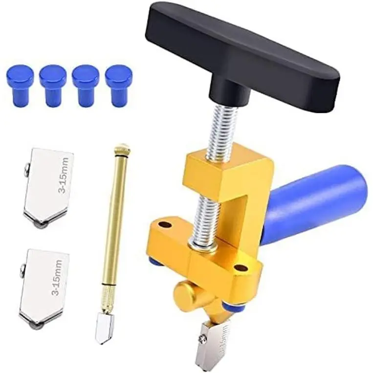 Ivy 2-in-1 Glass Brick Cutting Machine Tool, Manual Glass Cutting Machine with Breaking Pliers, Tungsten Carbide Glass Cutting Kit for 3-15mm Glass, Mirrors, and Glazed Tiles