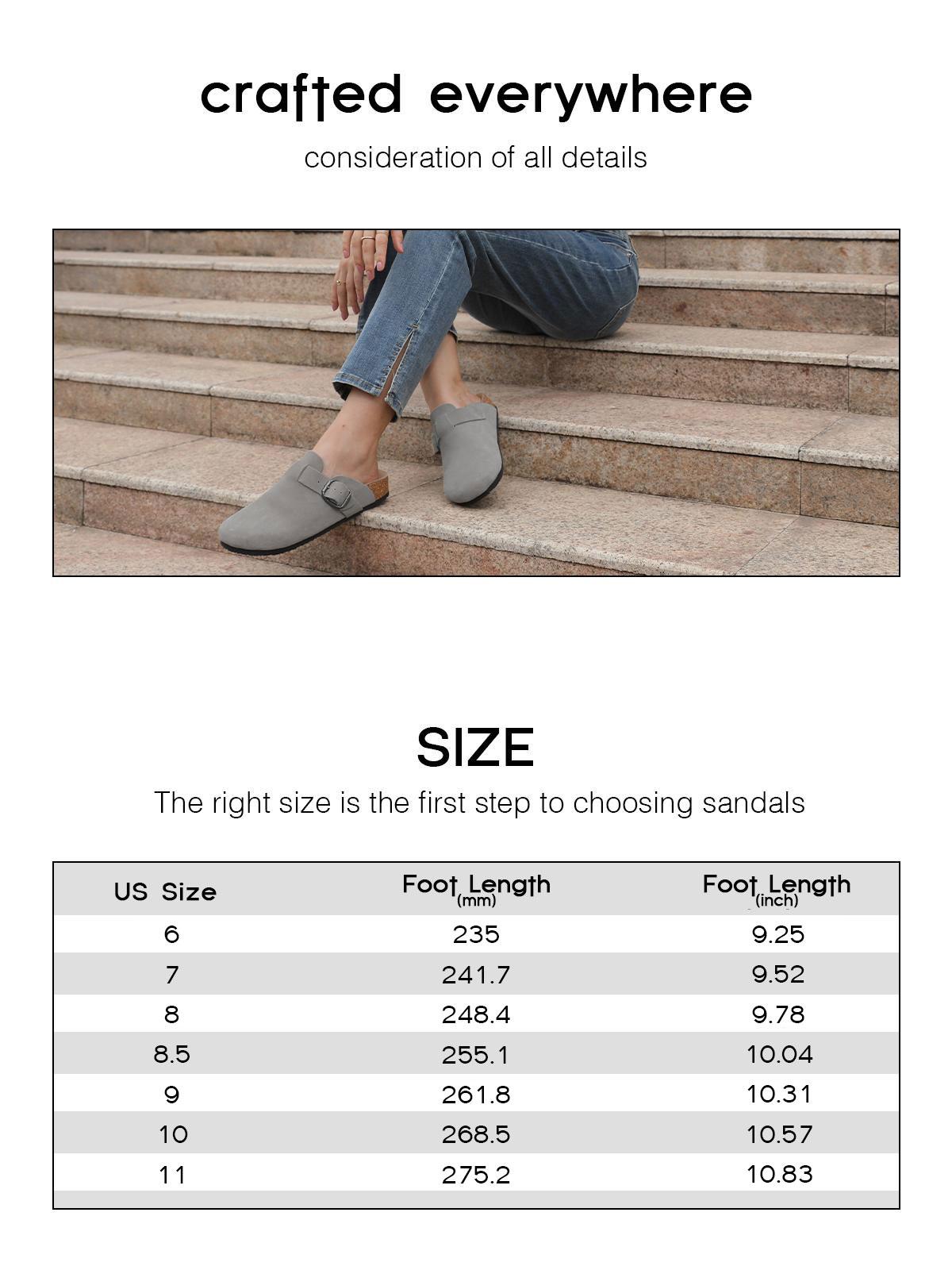 FITORY Breathe I | Women’s Suede Clogs, Womens Round Headed Cork Clogs, Suede Leather, Adjustable Straps Size 6-11