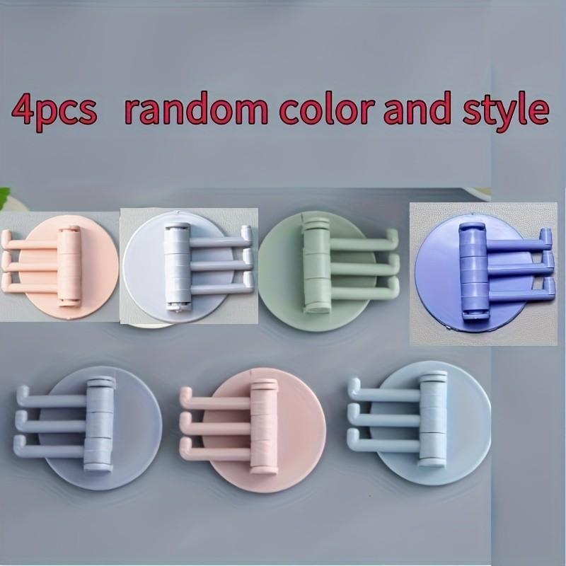 2-Pack Multi-Functional No-Drill Bathroom Wall Mount Hooks, Rotating Hook, Adhesive Hook, Home Storage Hook, J-Type Hook, No-Drill Hook