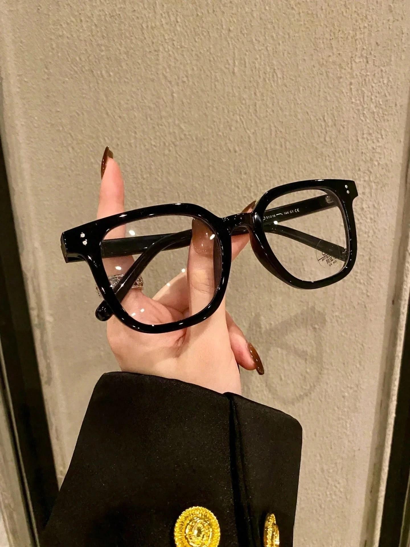 Black Square Clear Lens Glasses, Fashion Accessory, Unisex, Oversized Face-Slimming Frame for Commuting, Office, Study, Daily Outfit Styling, Computer and Phone Use, Valentine’s Day and Birthday Gifts