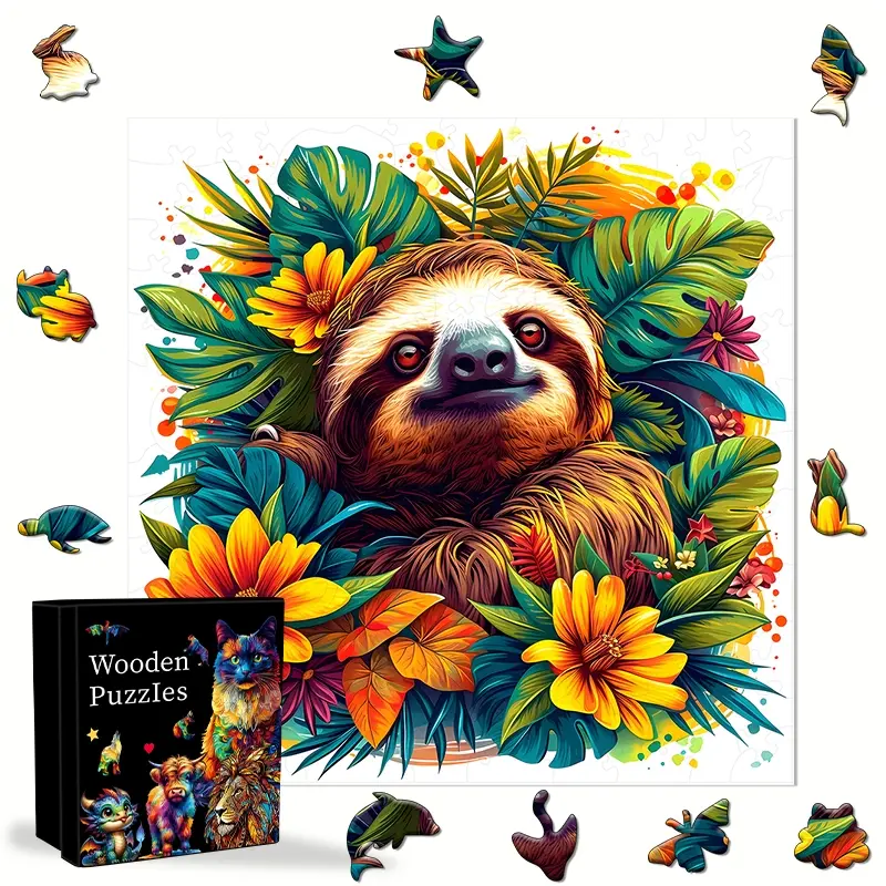 Colorful Sloth Alien Wooden Puzzle, Creative Puzzle, Brain Teaser Game, Room Decoration, Birthday, Christmas, Halloween Gift, Cheap Toy, Local Warehouse Clearance