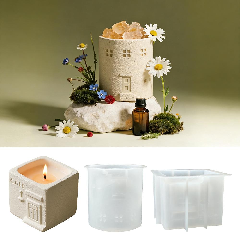 House modeling silicone mold multifunctional DIY handmade mold plaster flower pot pen holder candle cup creative desktop storage decoration food grade silicone high temperature resistant and easy to release handmade lovers must