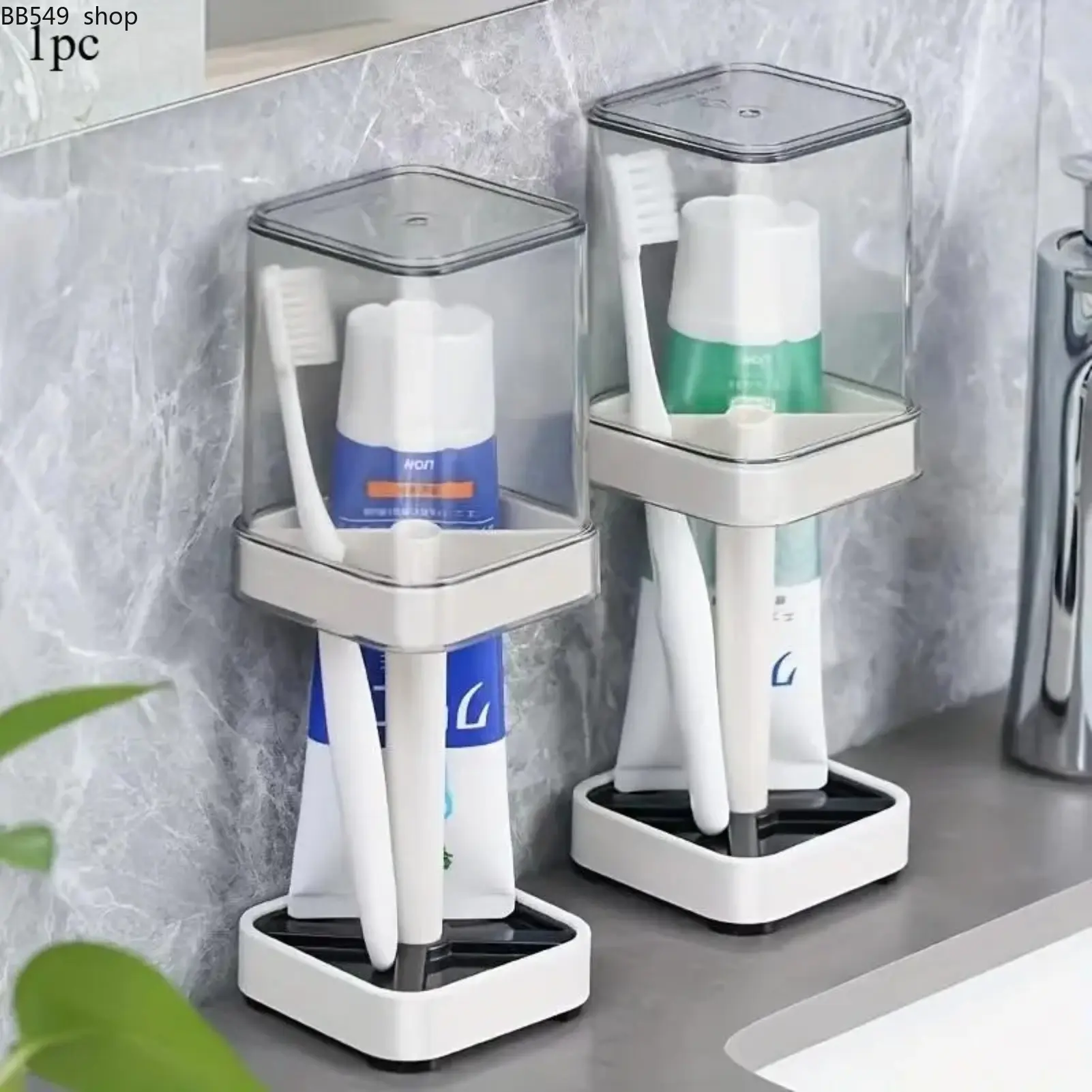 Dustproof Minimalist Toothbrush Holder with Cover and Cup, Bathroom Toothpaste Storage Rack Set, Wall-Mounted Bathroom Organizer, Toothbrush Holders Wall Mounted, Covered Toothbrush Holder