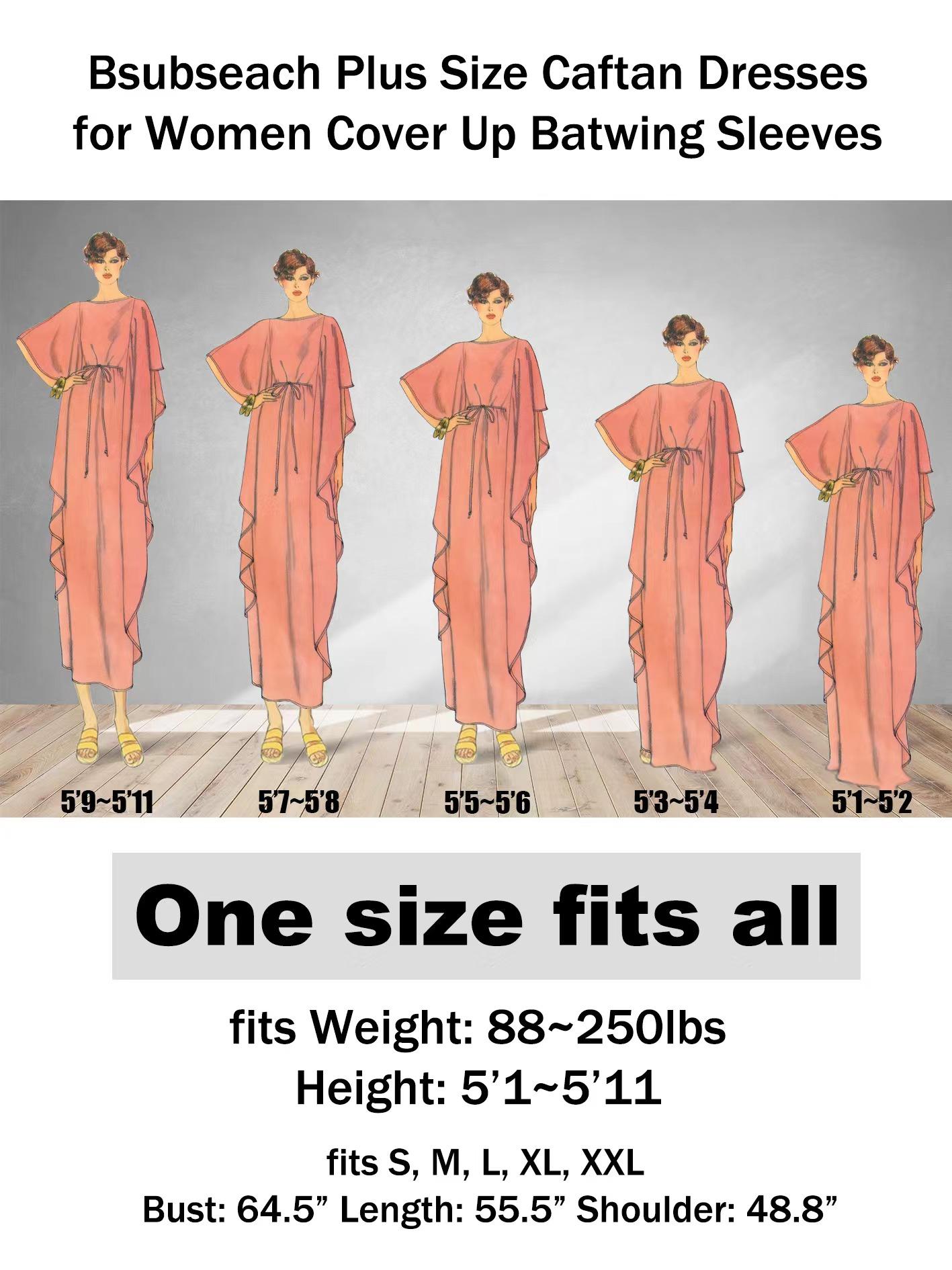 Bsubseach Women Ethnic Print Kaftan Dress ,Plus Size All Over Print  Sleeve TunicDress, Boho Casual V Neck 3/4 Sleeve TunicDress for Women, Women's Plus Cover Up,Mrs. Roper Kaftan ，bubu，mumu，Casual Womenswear Summer