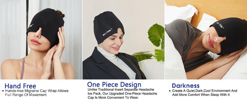 Migraine Headache Relief Cap, Gel lce Head Wrap for Tension and Stress Relief.Suitable for Home breaks, before sleep, office