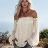 Women's Elegant French Style Off-Shoulder Lace Blouse, Sexy Summer Top, Feminine Style Chic, Alluring Aesthetic, Fashion All-Season Wear