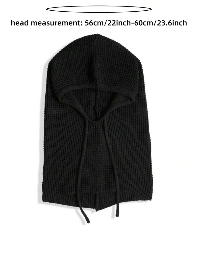 Women's Winter Hooded Scarf Beanie, Casual Fitted Knit Hat with Large Brim, Warm Fashionable Neck Warmer for Daily Wear, Knitting Beanie