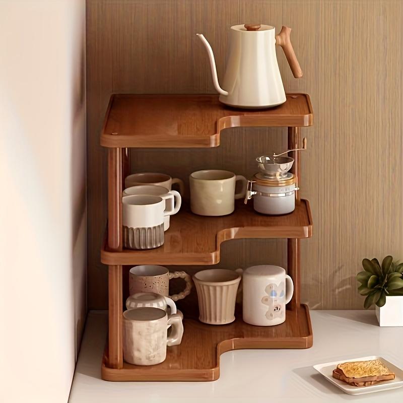 Space-saving curved corner shelf, multi-layer countertops, cabinets, laundry storage units, easy-to-assemble corner shelves, suitable for small spaces, coffee station organizers, practical shelving units