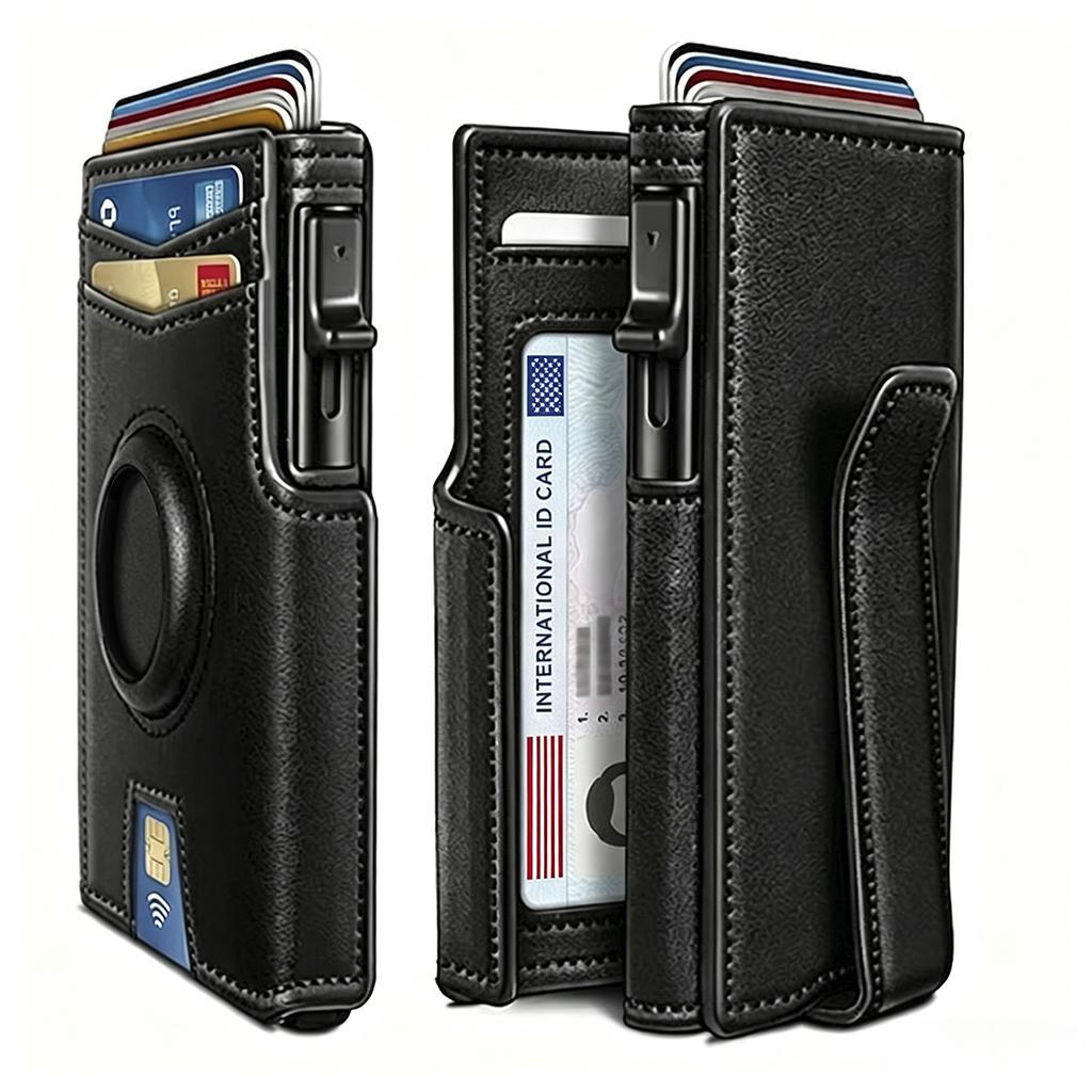 Men Slim Bifold Genuine Leather Wallet, RFID Blocking Anti-Theft Purse with Card Slots Bill Pocket ID Window, Minimalist Black Casual Daily Wallet, Perfect Gift for Father's Day Thanksgiving