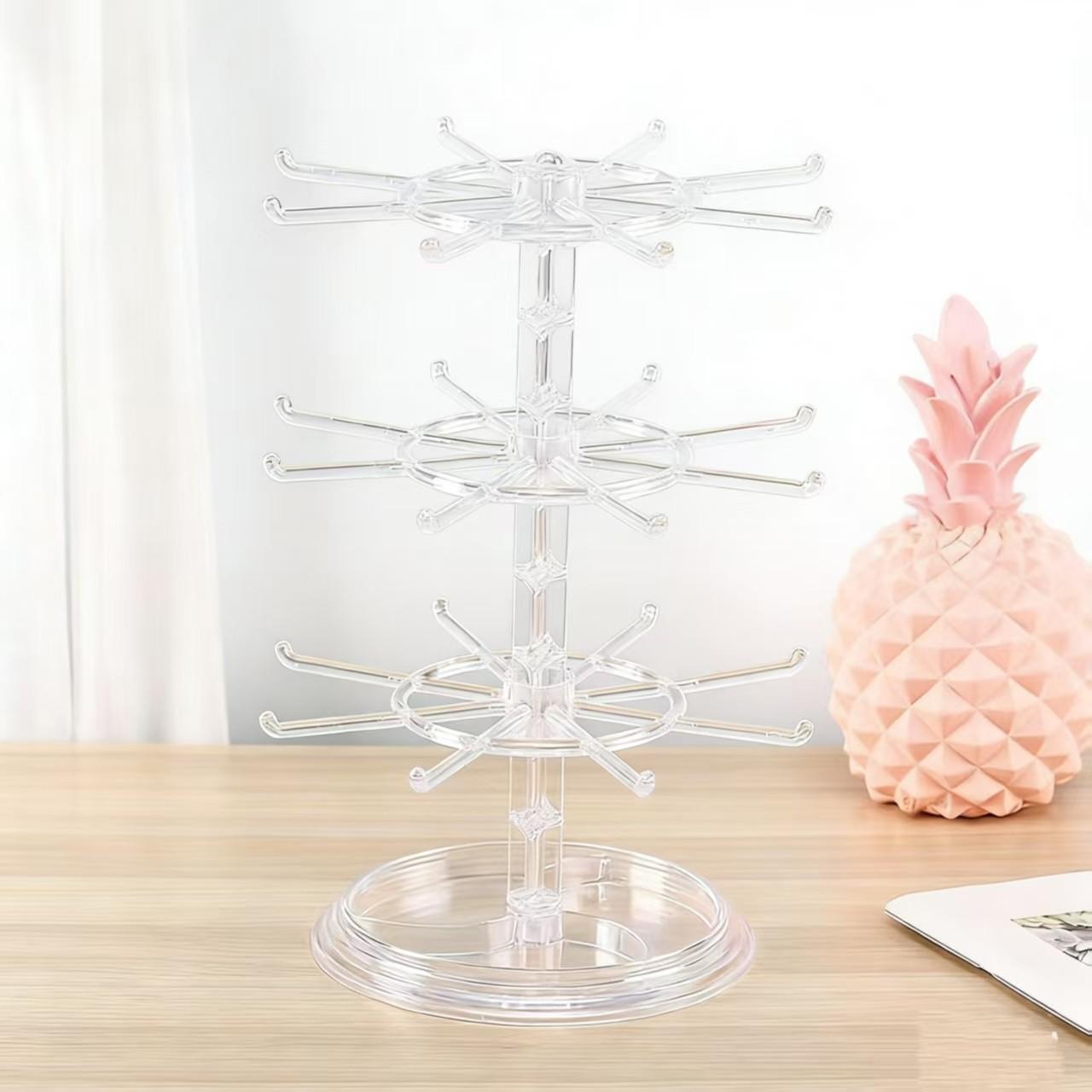New Rotatable Earring Organizer Rack, Jewelry Display Stand, Bracelet and Pendant Holder, Small Accessories Tray, Elegant Storage Solution