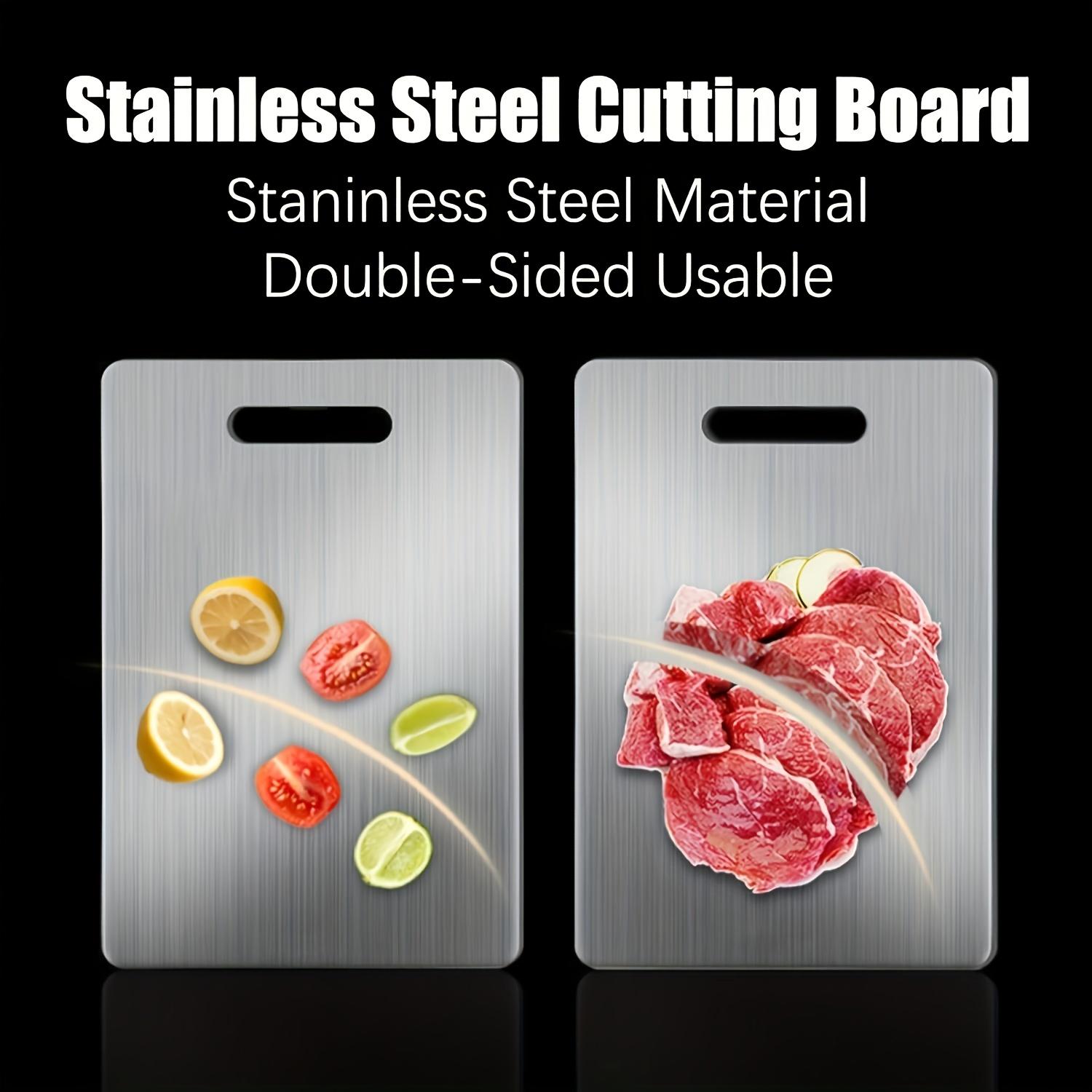 3 Piece Premium Stainless Steel Cutting Board Set Durable Easy to Clean Space Saving Rustproof BPA Free Food Safe Kitchen Prep Cutting Boards for Kitchen