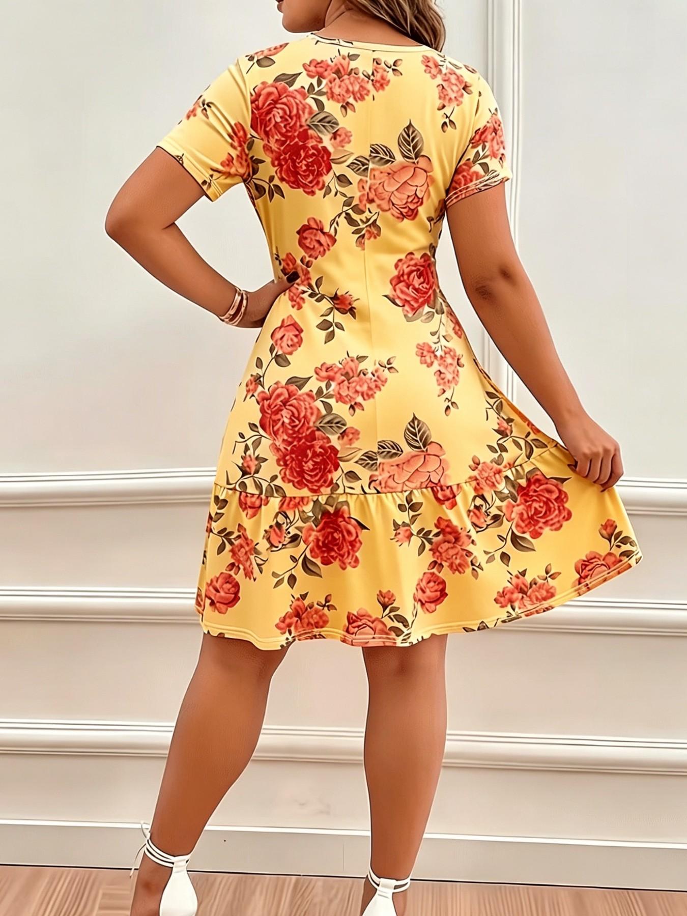 Summer Women's Casual Full Print High Elasticity Dress, Comfortable and Stylish, Perfect for Daily Wear, Trendy and Versatile Design