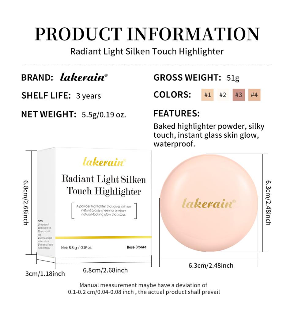 4-colour cream highlighter; illuminating highlighter; glitter highlighter; contouring highlighter all-in-one; ginger-toned highlighter; pearlescent highlighter; facial illuminating highlighter; subtle shimmer highlighter; intense shimmer highlighter