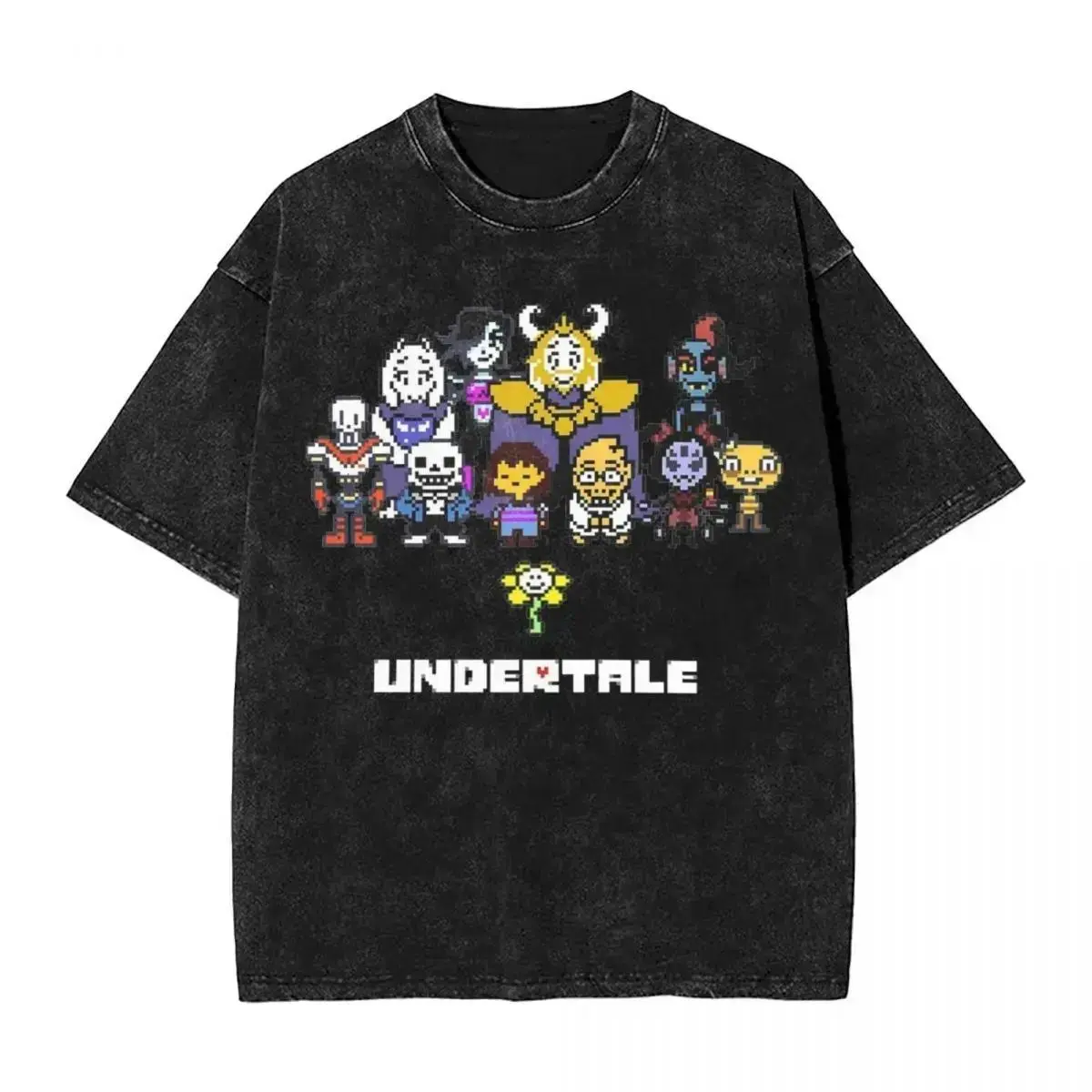 Undertale Graphic T-Shirt for Men and Women, Vintage Washed Cotton Tee, Oversized Harajuku Streetwear Shirt for Summer