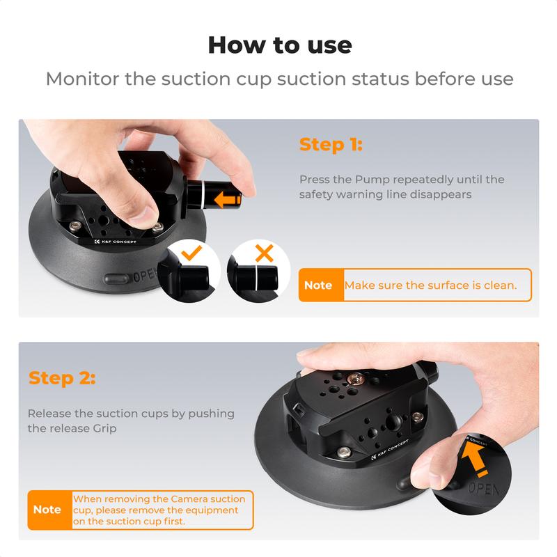 【K&F CONCEPT】4.5" Suction Cup Camera Mount with Magic Arm, ARRI Style 1/4" 3/8" Threads, Quick Release Car Mount Compatible with Gopro DJI Insta360 for DSLR Action Camera Phone Video Shooting