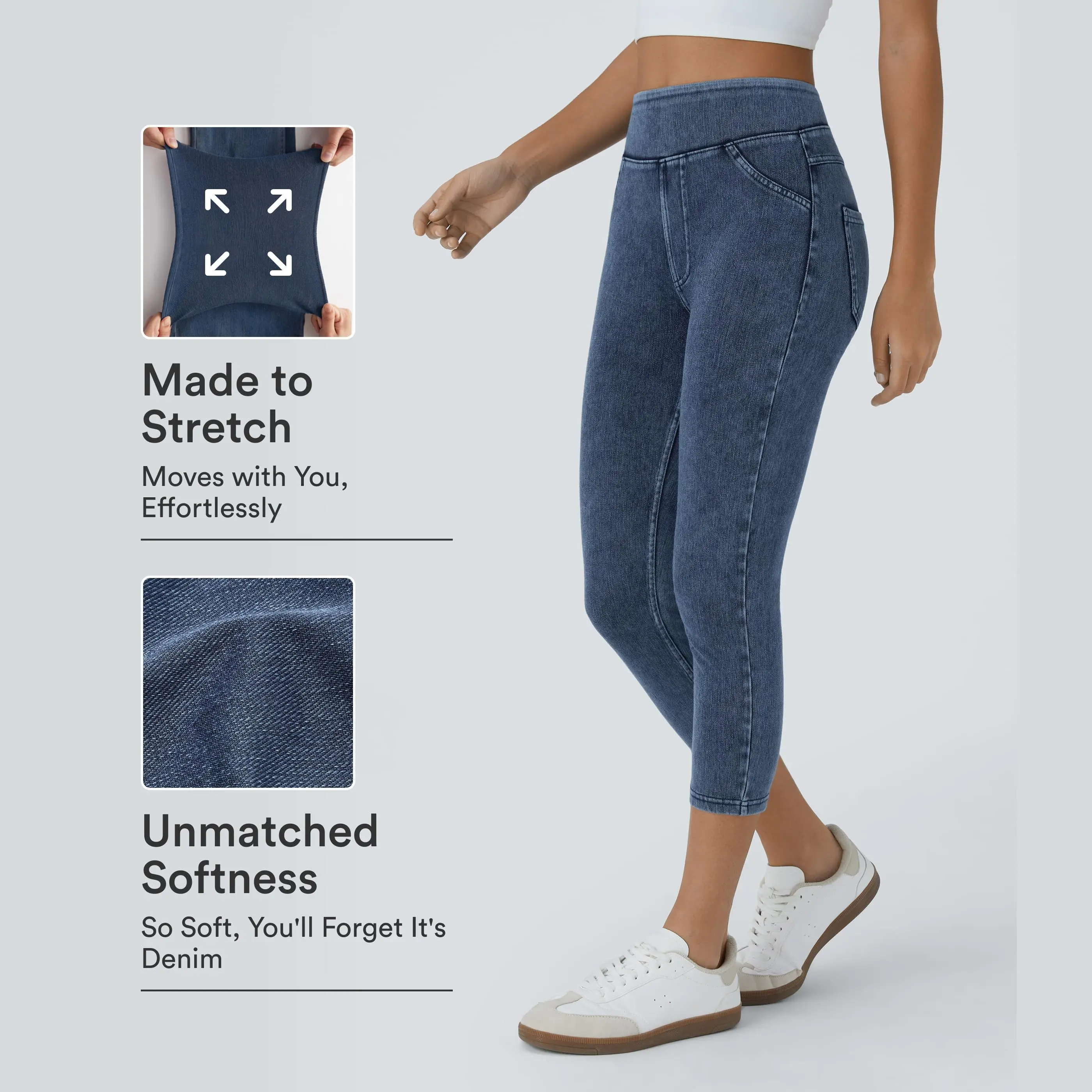 Halara Flex™ High Waisted Pocket Denim Capri Casual Leggings