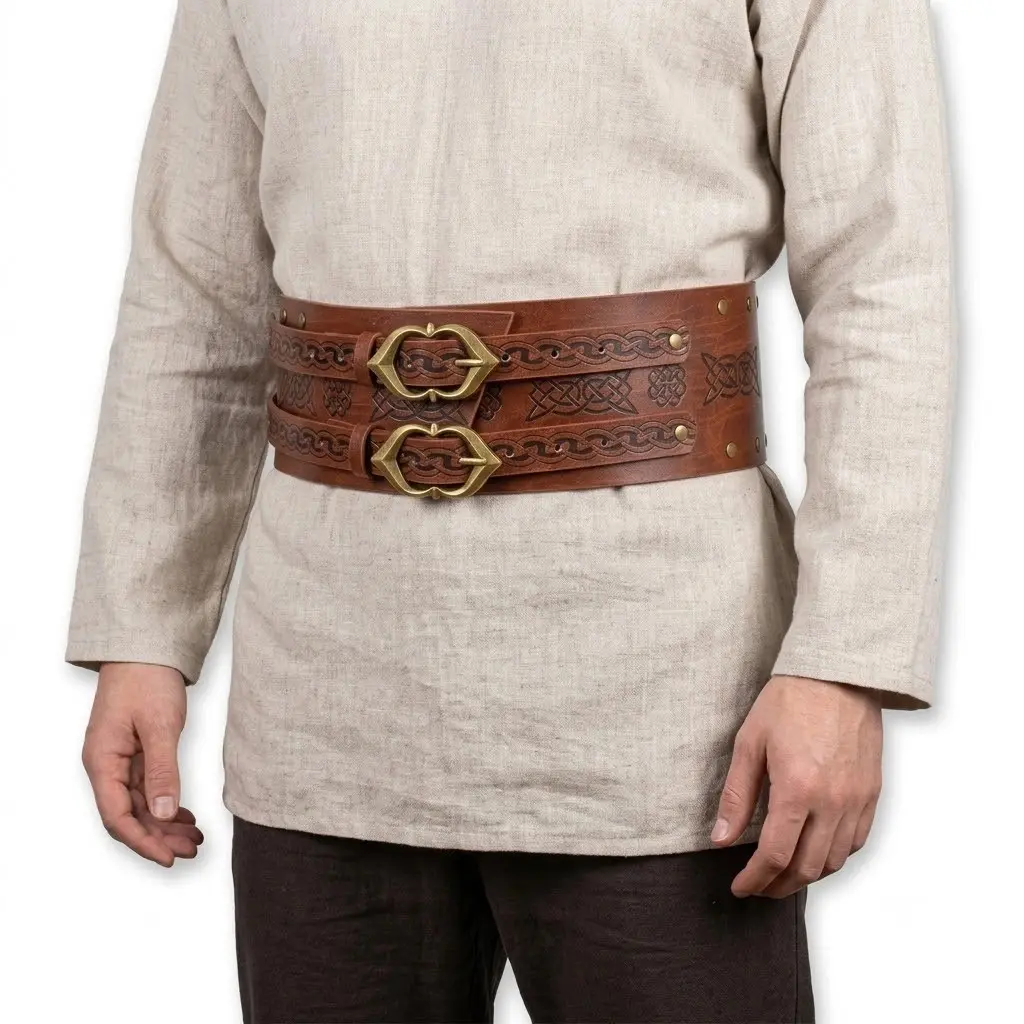 Medieval Retro Waist Belt, Adjustable Large Size, Unisex Adult, Medieval Halloween Larp Role Play Viking Belt Accessory
