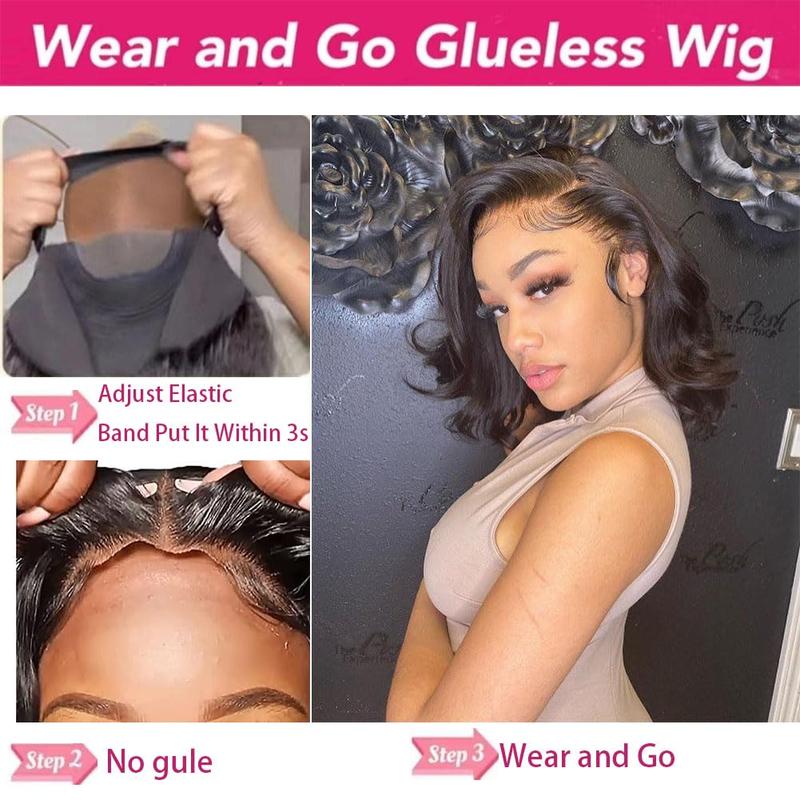 14inch Glueless Wigs 6x4 5x5 7x5 9x6 Human Hair Pre Plucked Body Wave Glueless Wig Lace Pre Cut 6x4 Lace Closure New Upgraded No Glue Wigs for Women Human Hair Natural Hairline