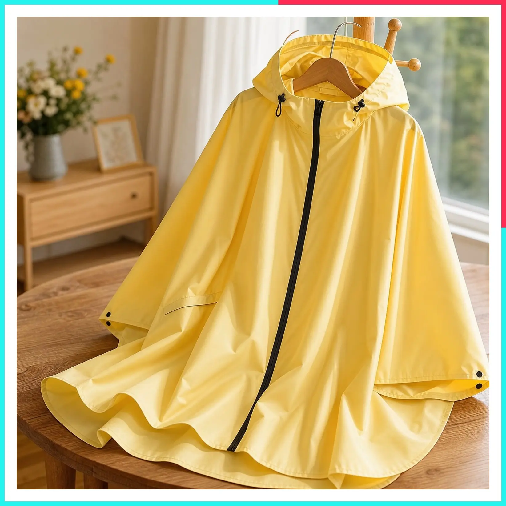 Adult Rain Poncho Waterproof Hooded Zipper Raincoat with Pockets, OEKO-TEX Certified 100% Polyester, Lightweight Packable Storage Pouch, Heat-Sealed Seams, Quick-Dry for Outdoor Hiking
