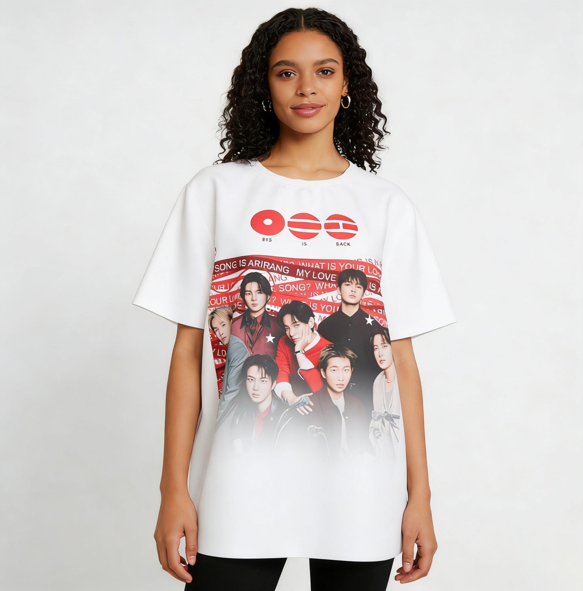 Returning in 2026 ARIRANG BT21 Kpop Band Shirt Women T-Shirt Tour 2026 Shirt World Tour Concert Tee Korean Music Fan Graphic Cute Vintage Style Ladies Tee Gift for Her Casual Soft Top