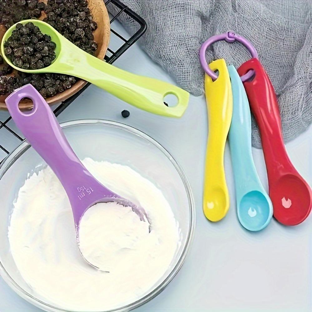 Plastic Measuring Cups with Spoons, Stackable Design, Precise Measurement for Cooking & Baking, Easy Pouring System