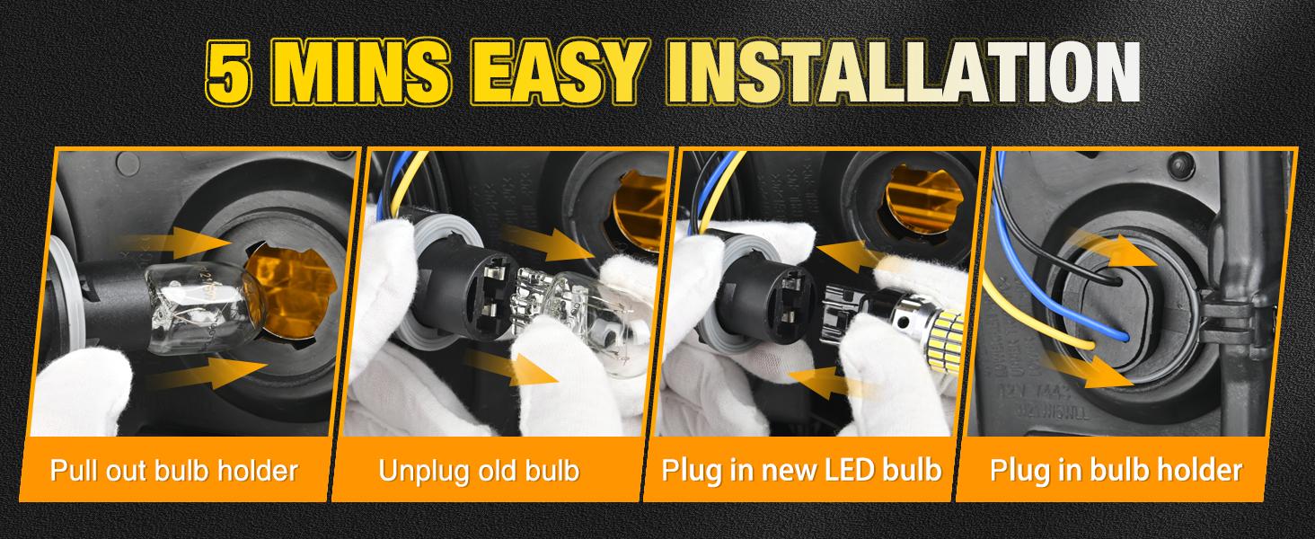 Nilight 7440 7441 7443 T20 992 W21W 6500k Xenon White LED Bulbs (Pairs) Super Bright Waterproof Headlight