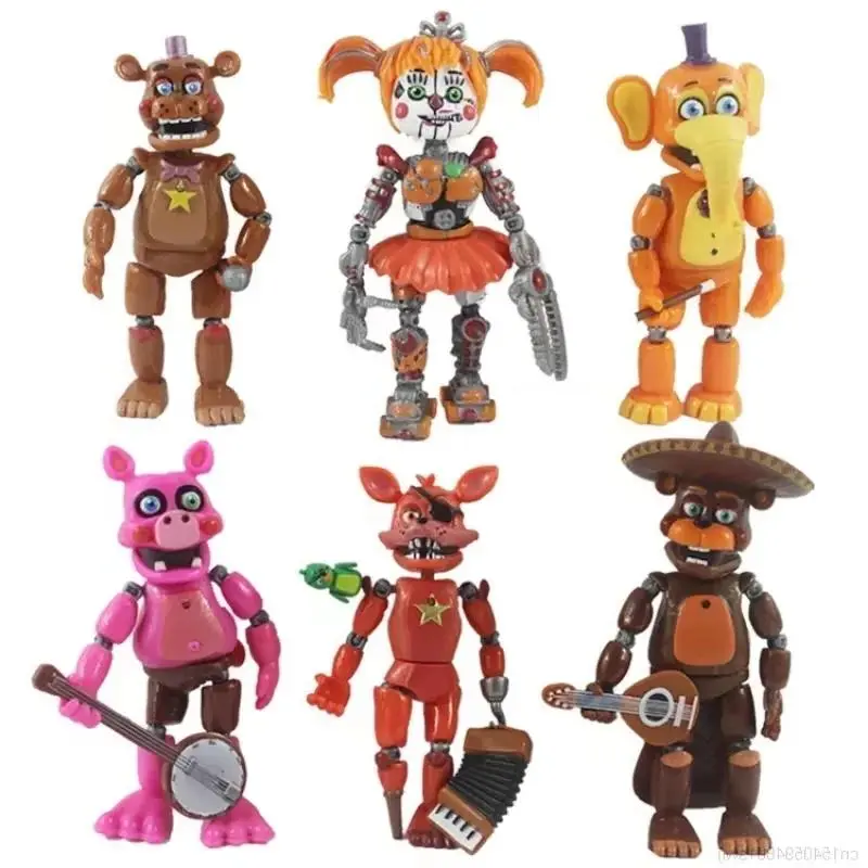 6pcs  Figures Freddy Bonnie Foxy Fazbear Bear Five Nights PVC Model Action Figures Toys for Kids Birthday Gift