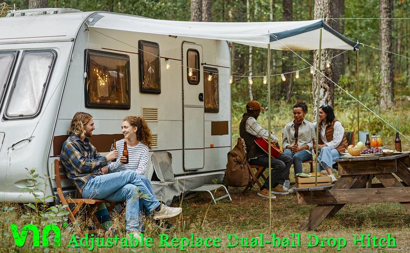 VNN Adjustable Drop Hitch – Dual-Ball (1-7/8'' & 2'') Trailer Hitch for 2.5-Inch Receiver, 6-10 Inch Drop, 15,000 lbs GTW, Heavy-Duty Ball Mount for Trucks – Silver