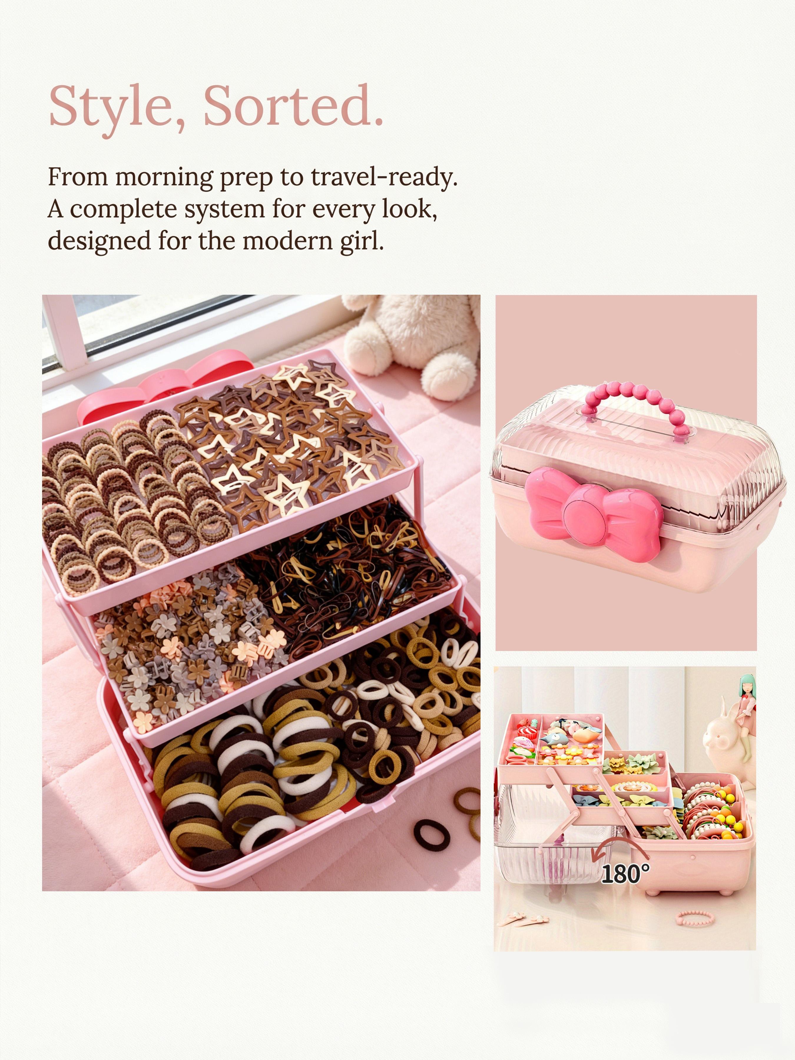 1011pcs Luxury Hair Accessory Gift Set, Includes Star Clips, Small Clamps, Elastic Bands, Portable Storage Box, Ideal for Girls, Gifts, Ladies