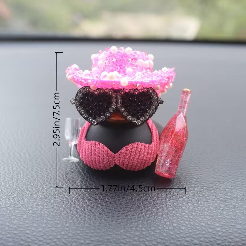 Duck Shiny Hat Champagne Bottle Design Car Decor, Car Interior Decoration, Motorcycle Bicycle Decor, Holiday Gift