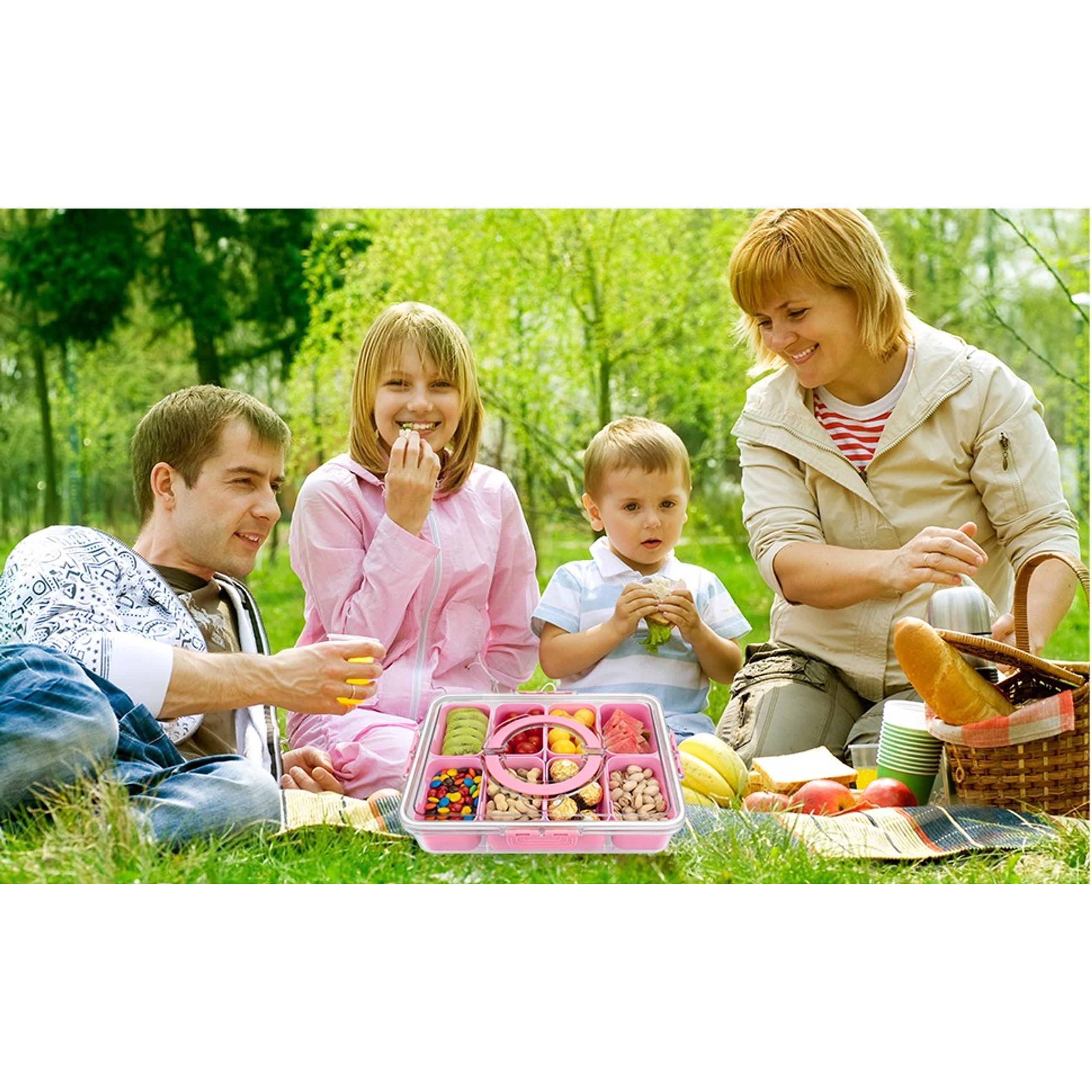 8 Compartment Divided Serving Tray with Lid and Handle, Portable Snack Box Platter for Candy, Fruits, Nuts, Party, Entertaining, PicnicGift 8 Compartment Divided Serving Tray with Lid and Handle, Portable Snack Box Platter for Candy, Fruits, Nuts, Party, Entertaining, PicnicGift