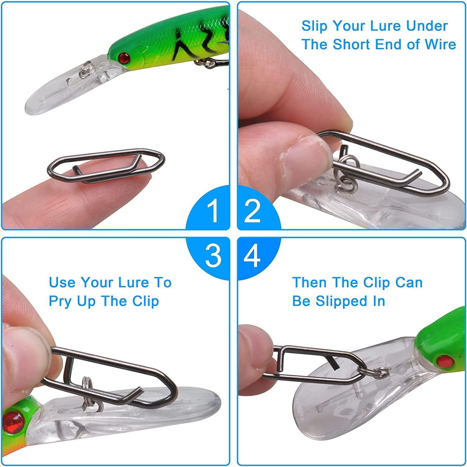 40 count Saltwater Fishing Power Speed Clips Kit for Fishing Lure Quick Change | High Strength Stainless Steel Speed Clip Crankbait Popper Lures Quick Snap Connector Tackle Mix 4 Sizes