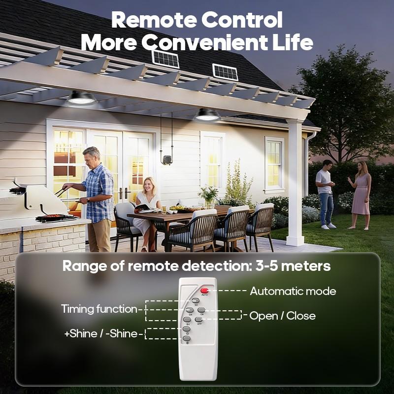 Solar Powered Yard Light with Remote Control Timer, Adjustable Brightness Levels, Ideal for Yards Fences Gardens Outdoor Security Lighting, Solar Garden Lights