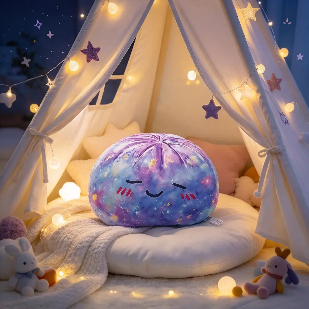 Winking Blushing Star Dumpling with Smiley Face, Kawaii Cute Cartoon Food 3D Shaped Stuffed Throw Pillow, Decorative Cushion Gift for Bedroom, Sofa & Party Home Decor, Soft Cushions