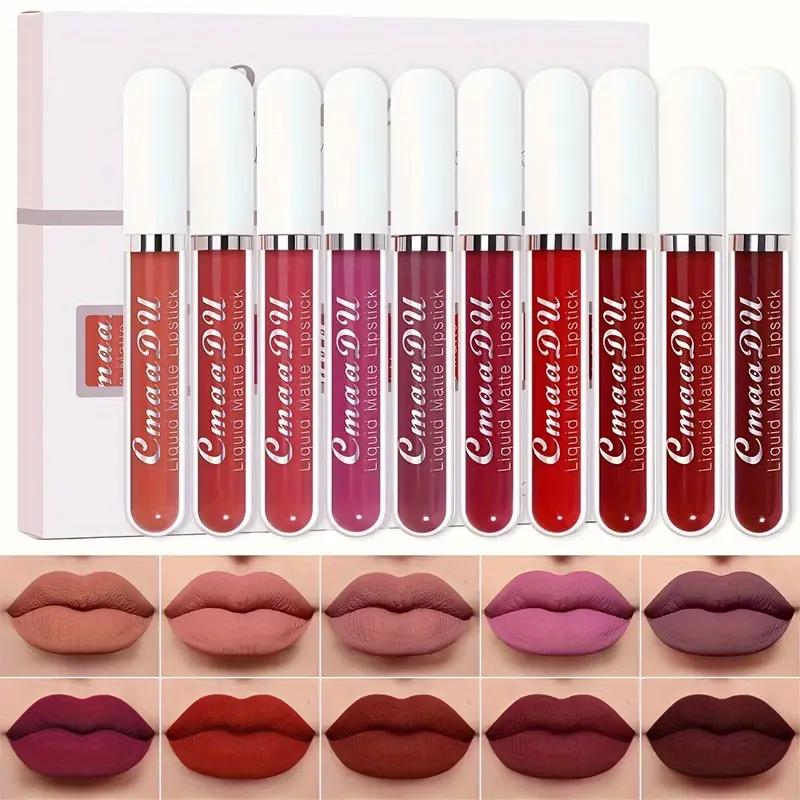 10 Pcs Matte Lipstick Cosmetic Long Lasting Waterproof Lip Glaze Nonstick Easy To Apply Long Lasting Lipgloss Suitable For Beginners Beauty Makeup 10 Pcs Matte Lipstick Cosmetic Long Lasting Waterproof Lip Glaze Nonstick Easy To Apply Long Lasting Lipgloss Suitable For Beginners Beauty Makeup