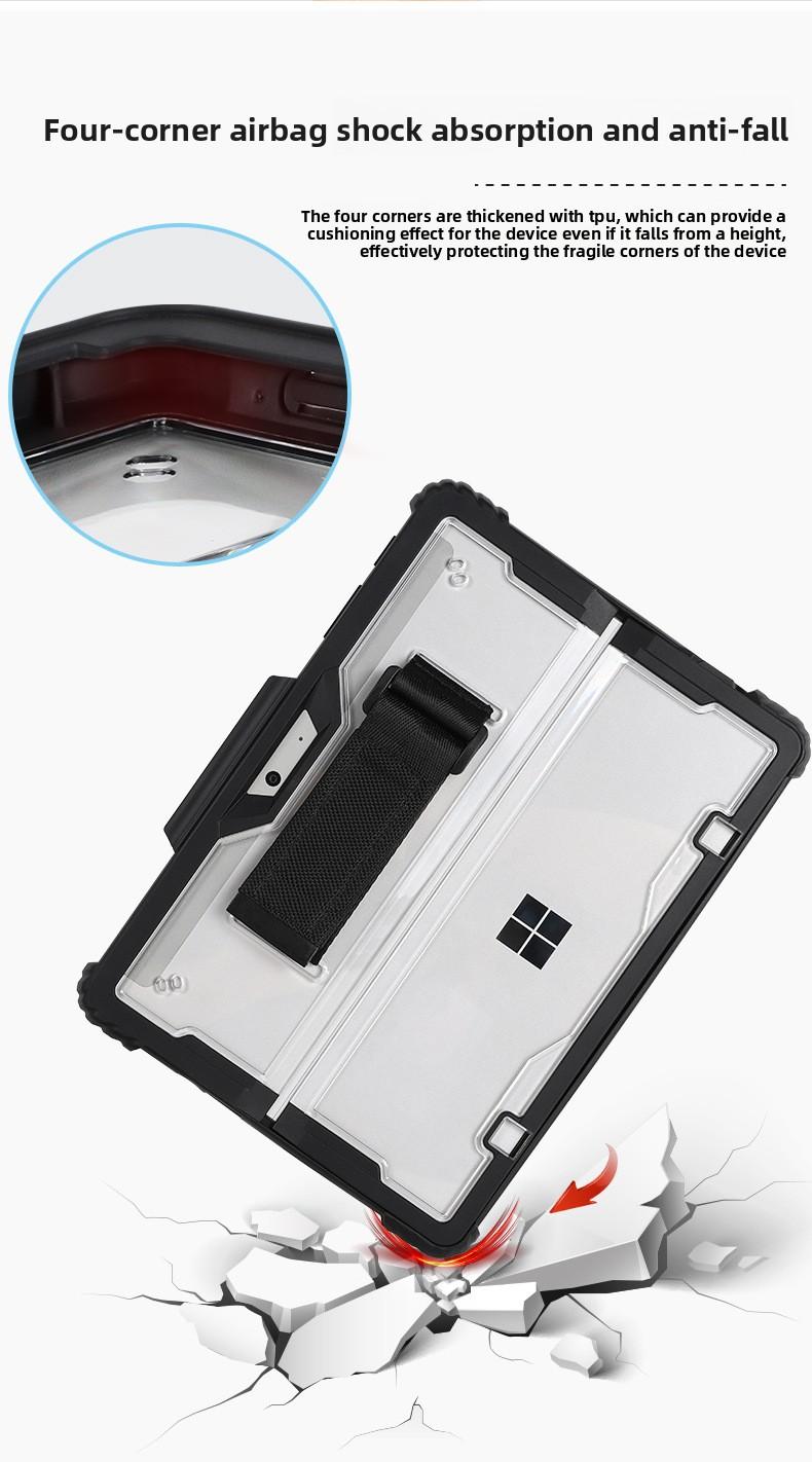 Heavy Duty Shockproof Case for Microsoft Surface Pro 7/8/9/X, Surface Go 4/3/2/1, Soft TPU Protective Cover with Built-in Pen Holder & Magnetic Bluetooth Keyboard Support, Rugged Full Body Protection for Surface Tablet