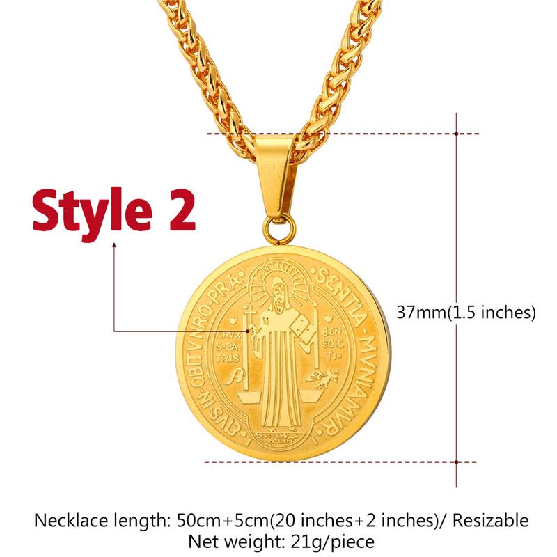 FindChic Saint Benedict Medal Necklace Christian Sacramental Medal Ward off Evil Protection Jewelry Catholic Unisex For Women Men