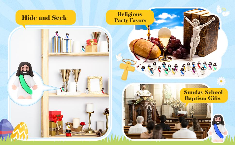 50/25Pcs Little Jesus Figures Mini Jesus Figures Original Design Cute Jesus Ornament to Hide and Seek Religious Party Favors Sunday School Baptism Gifts Spread the Gospel Home Decor