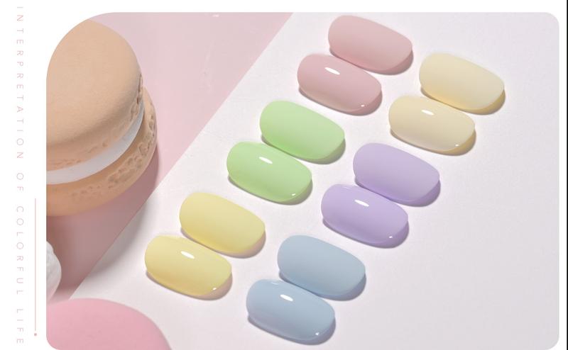 GAOY Macarons Pastel Pink Blue Gel Nail Polish Set, 6 Colors Green Yellow Nude Spring Soak Off UV Light Cure Gel Polish Kit for Salon and Nail Art DIY at Home